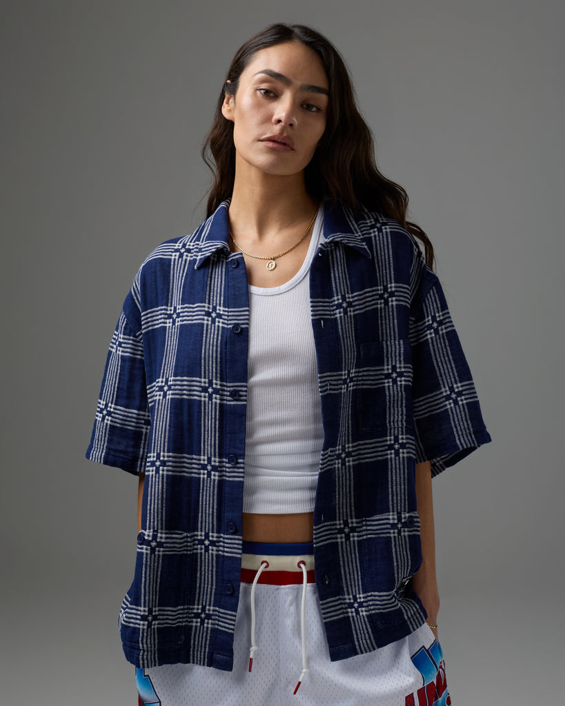 UNDEFEATED PLAID S/S BUTTON DOWN